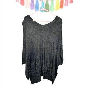 Evri Charcoal Gray Doleman Sleeve Pullover Tunic Top Shirt Size 1X Plus Size